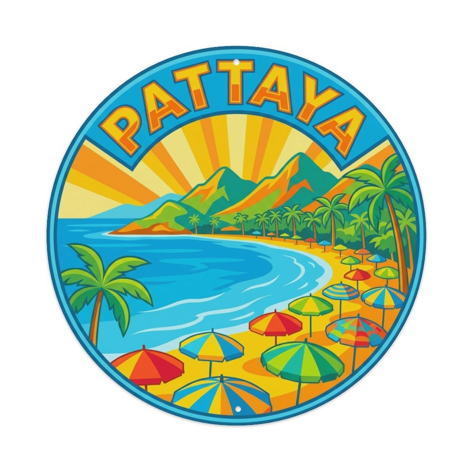 Thailand Vintage Travel Pattaya Metal Tin Sign