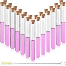 Labvida's 50-Pack 20ml0.68oz Glass Test Tubes - 16x150mm, Round Bottom, Cork Stoppers & Brush. Perfect for Lab Experiments, Plant Propagation, Storage, and Decor.