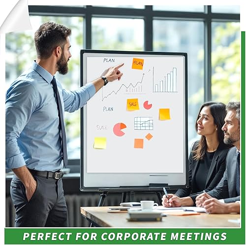 Miniatura 7 de Prudiut Paquete de 3 almohadillas adhesivas de caballete, 15 x 18 pulgadas, papel de cartulina grande de notas adhesivas blancas para pared, papel