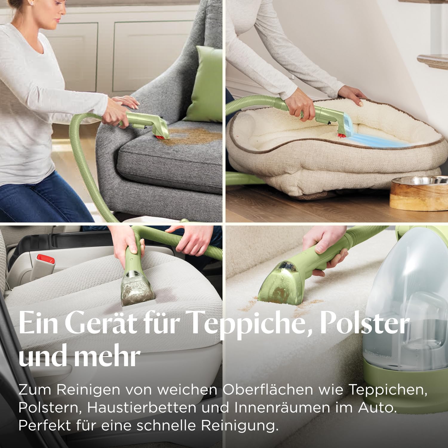 BISSELL Little Green, Polsterreiniger Gerät, Teppichreiniger für Alltägliche Flecken & Verschmutzungen, Waschsauger, Nasssauger für Teppiche, Polster, Auto & Mehr, Leistungsstarker 340W Motor, 4098N - 3