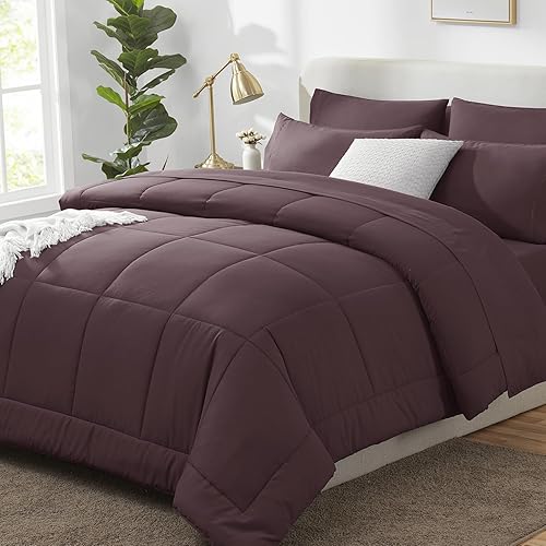 Miniatura 26 de CozyLux Juego de Edredón Queen Color Avena, 7 Piezas Cama en una Bolsa, Edredón Color Avena Tamaño Queen, Juegos de Ropa de Cama para Todas las