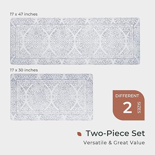 Miniatura 6 de FRESHMINT Juego de 2 alfombrillas de cocina navideñas para piso, antifatiga, impermeables y antideslizantes, acolchadas, lavables, cómodas, para