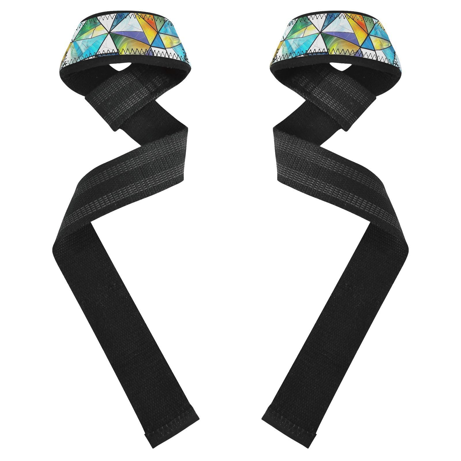 Nander Beautiful Colored Prism Wrist Straps for Weightlifting,Lifting Straps with Neoprene Cushioned Wrist Padded and Anti-Skid Silicone for Strength Training,Bodybuilding,Deadlifting