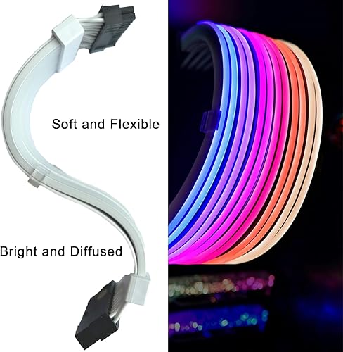 Miniatura 3 de Airgoo Cable de extensión de alimentación RGB direccionable V2, cable de extensión ATX RGB de 24 pines flexible para ASUS, GIGABYTE, MSI, ASRock