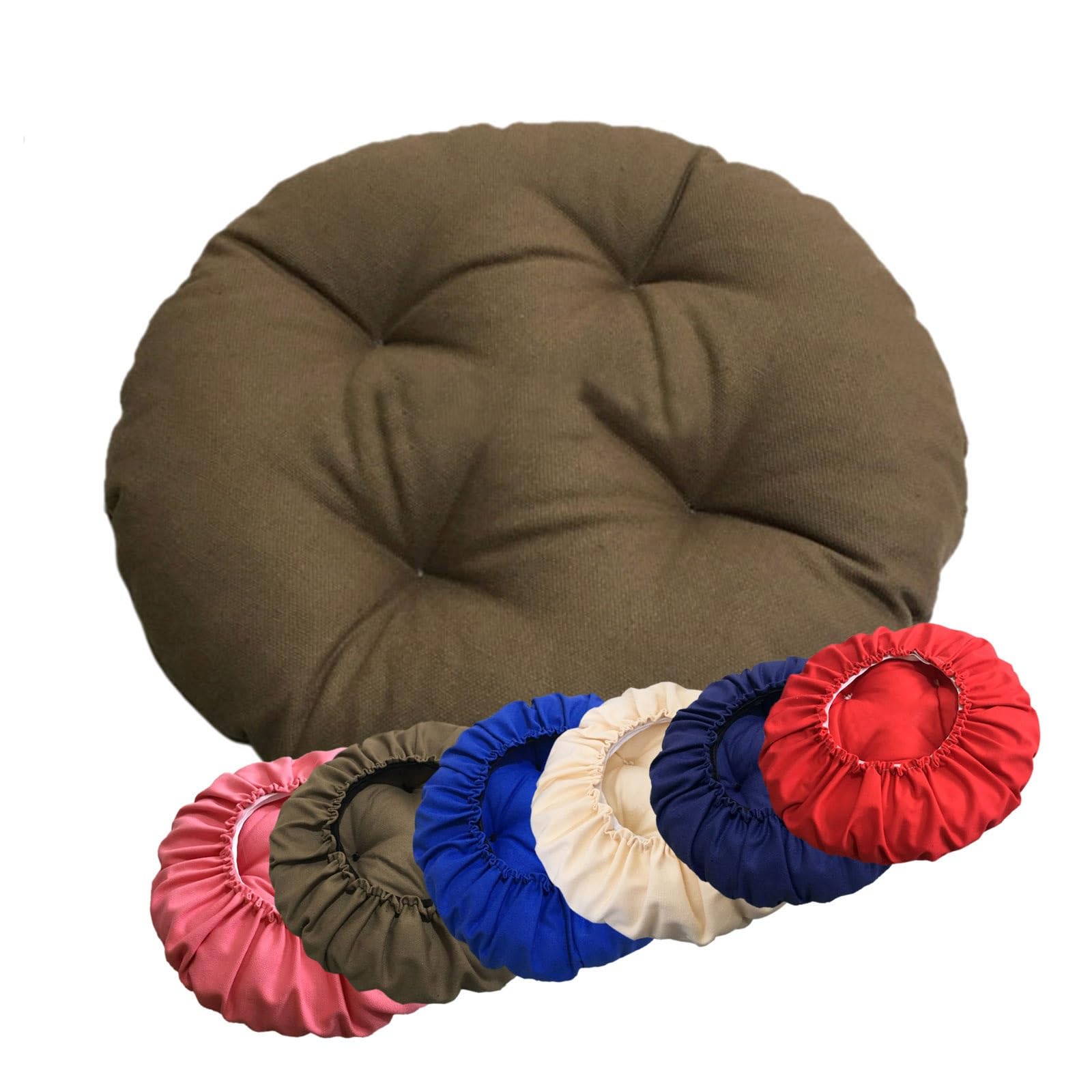 SVFOEBJM Cushion Seat For Round Chair 35/40/45/50cm Chair Cushion Thick Bistro Cushion Pad Chair Seat Pads With Elastic Non Slip(Dark brown,33cm)