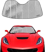 Vista 1 de Parasol de parabrisas para Chevy Corvette C7 2014-2019, reversible plateado/negro