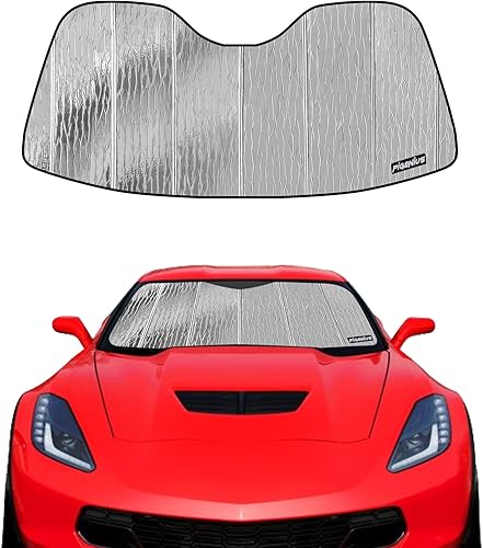 Parasol de parabrisas para Chevy Corvette C7 2014-2019, reversible plateado/negro