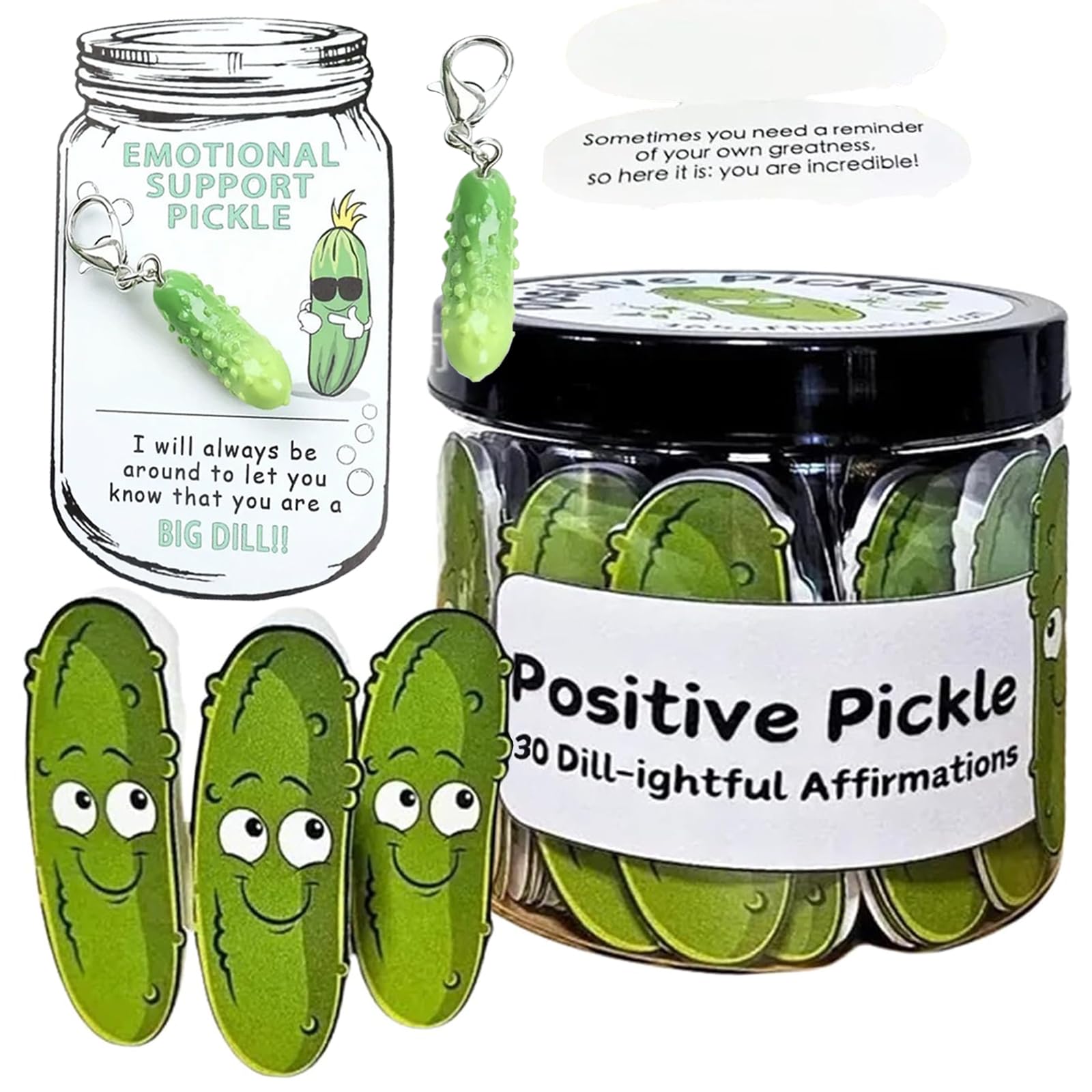 60 Emotional Support Cards with Positive Socks &amp; Keychain, Affirmation Cards Positive Cards (Pickle Cards)