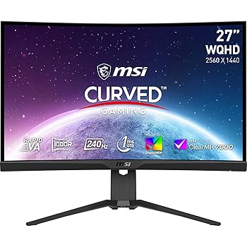 MSI MAG 275CQRXF 27 Inch WQHD Curved Gaming Monitor 1000R Rapid VA Panel Black