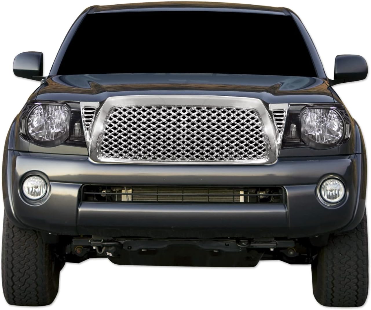 Armordillo Mesh Style Front Grille|Compatible With 2005-2011 Toyota Tacoma|8720882|Chrome|Front Hood Bumper Grille