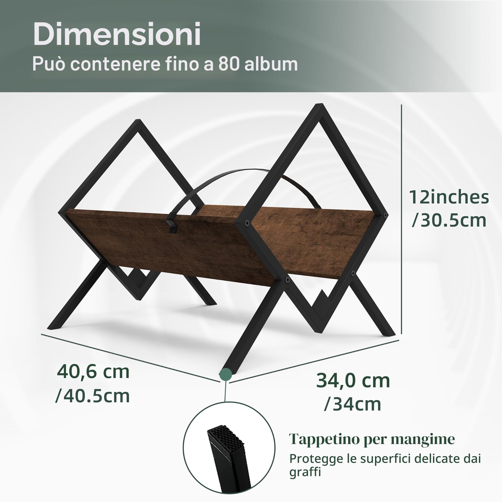 Contenitore per dischi in vinile, per 80-100 dischi in vinile, minimalista e retrò, organizer per dischi in vinile, CD, riviste, libri, documenti