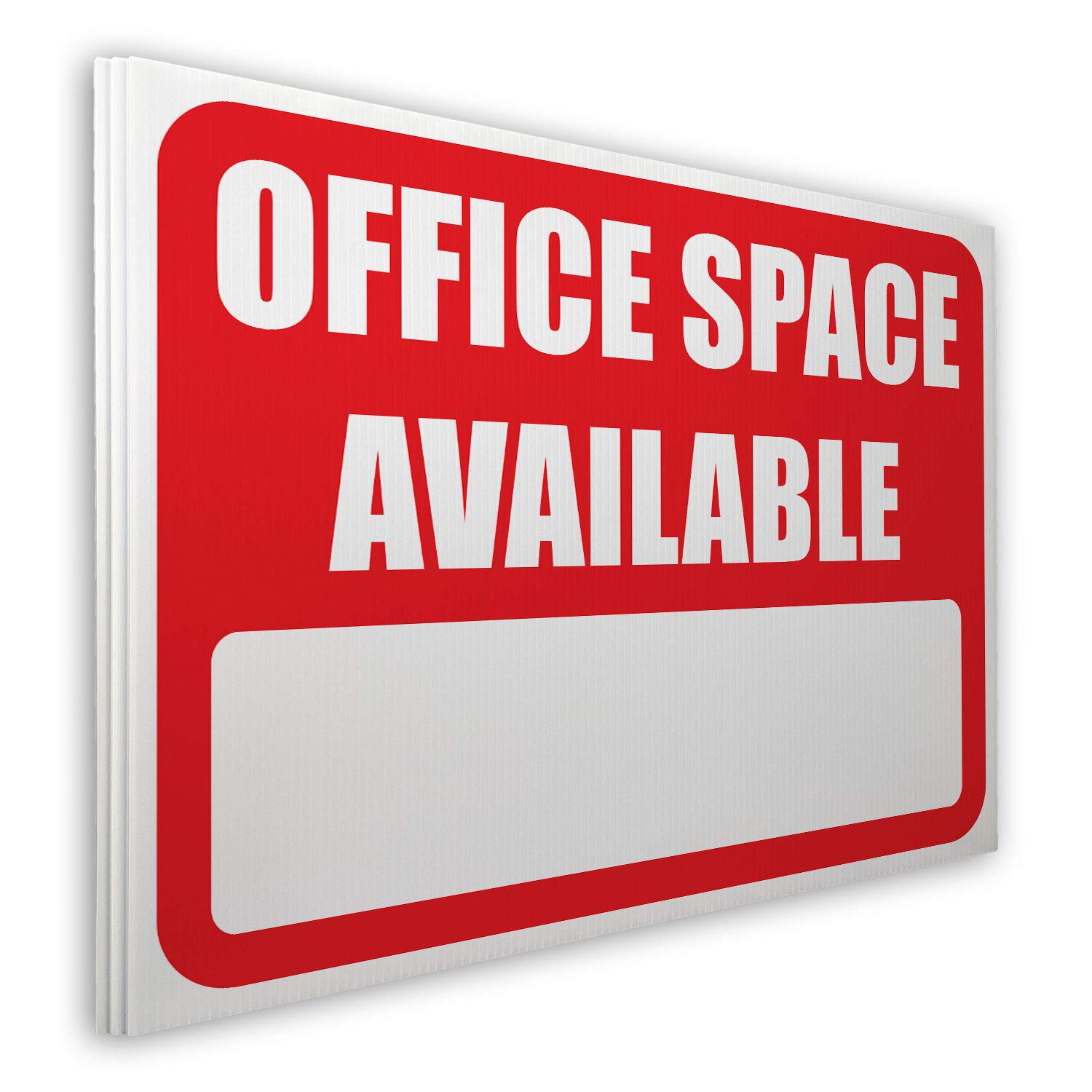 VSE "Office Space Available" Lawn Sign | 3pcs | 24 x 18 inch CoroPlast | Includes 6 x 24 inch Metal H-Stake & Blue Arrow Stickers