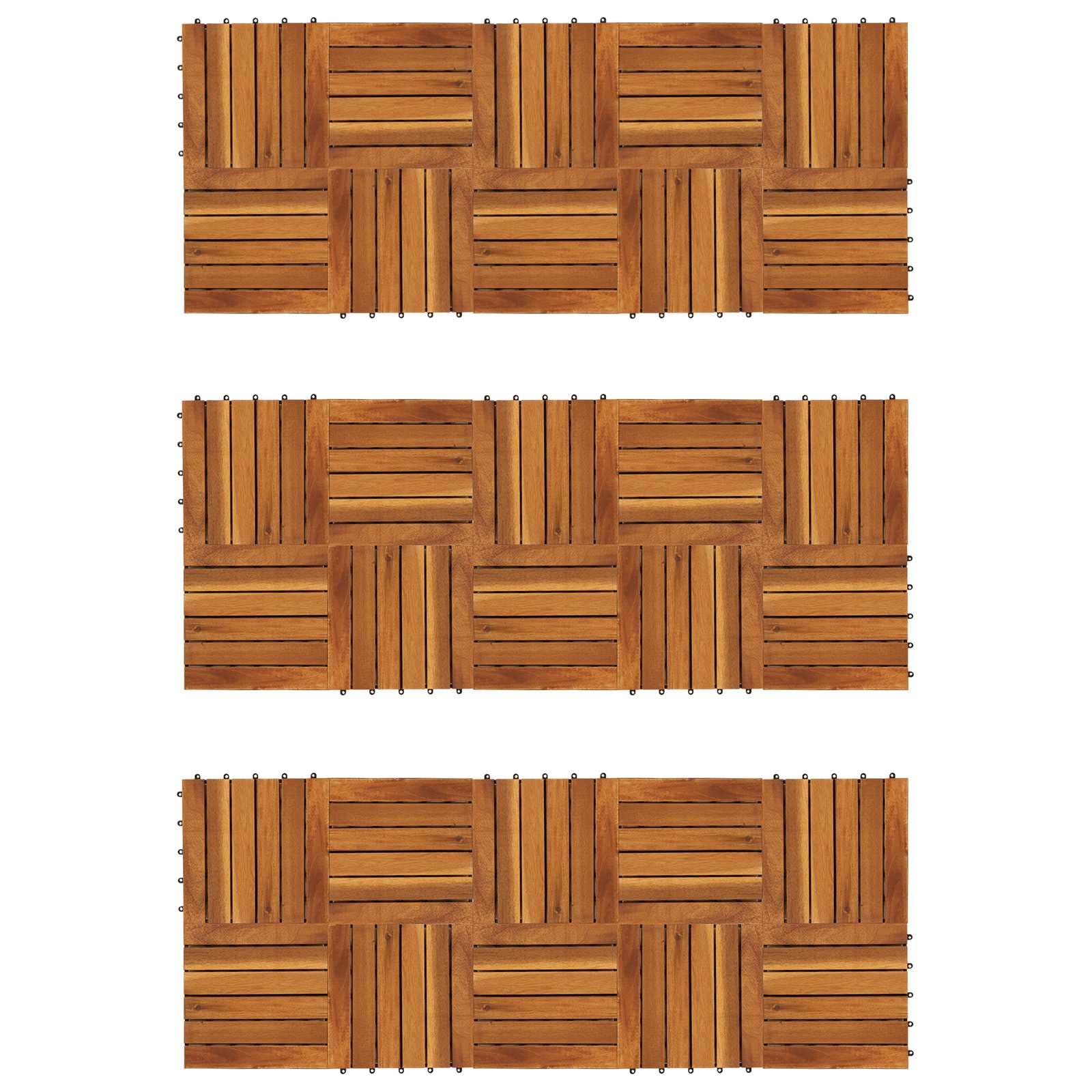 Terrassenfliese 30 STK. Braun 30 x 30 cm Akazien-Hartholz 7,15 kg Gewicht Massiv Robust