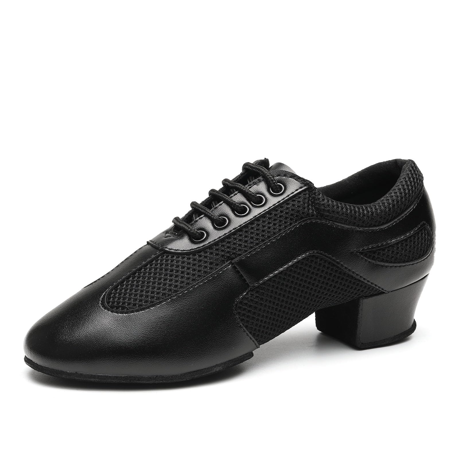 Scarpe da Ballo Latino Americano Allenamento Donna con Punta Chiusa Lacci Salsa Tango Pratica Scarpe da Tacco Basso