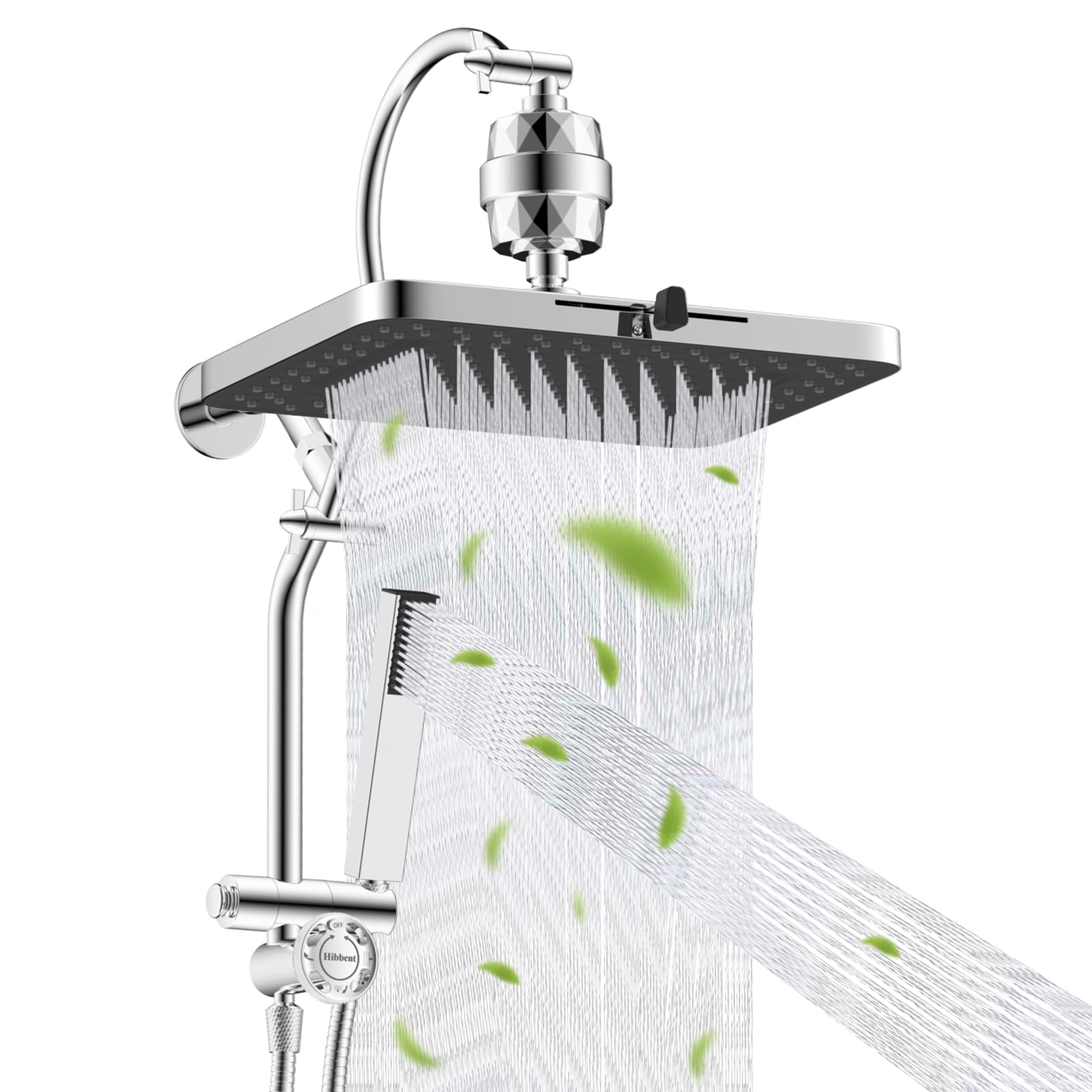 View 1 of [MISSING FILTER] Hibbent 5-Spray Filtered Showerhead with 4-Spray Handheld Wand