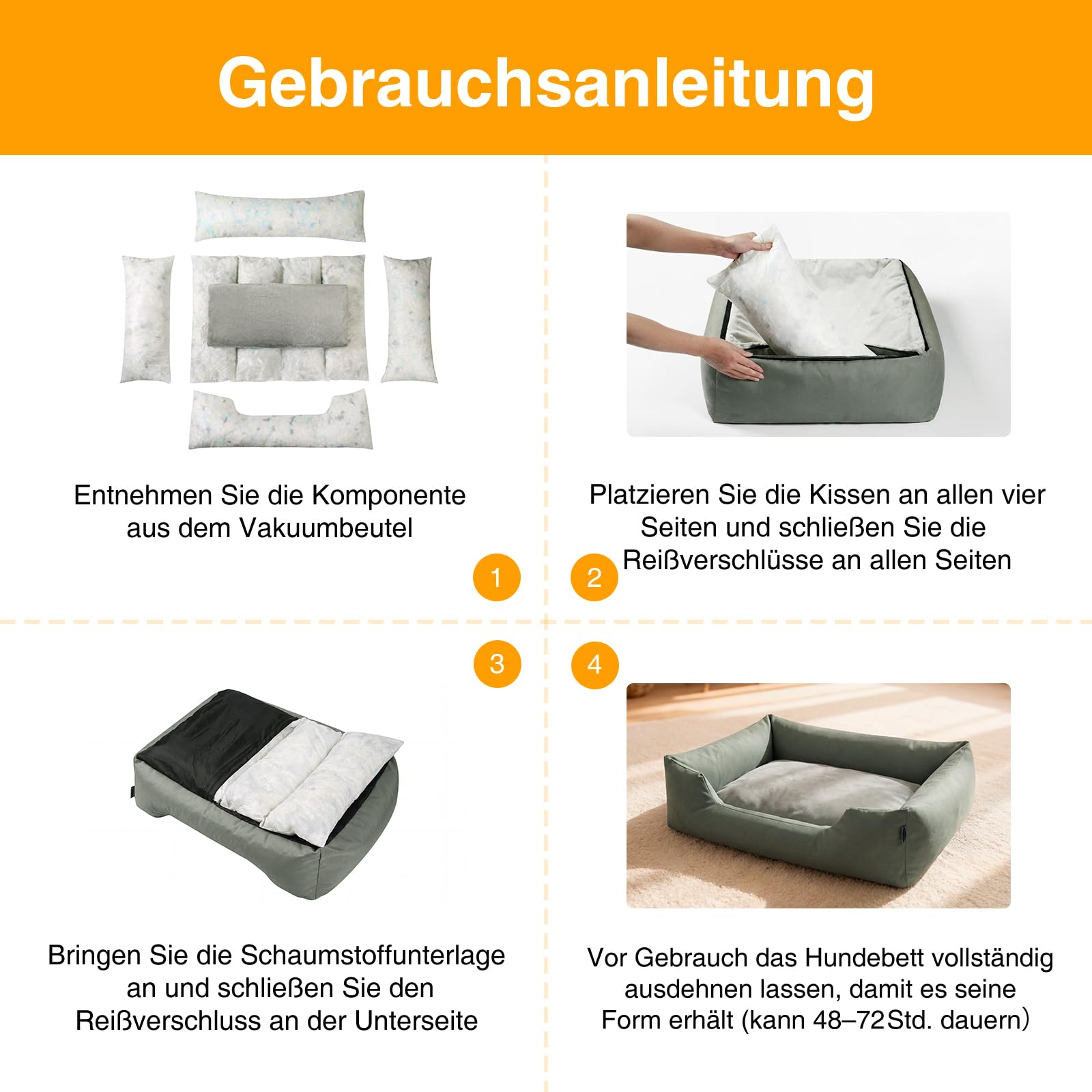 Zedelmaier Hundebett für Hunde & Katze, Dog Bed - 90×68×24cm, Dicker Hundekissen, ergonomisches Hundebetten mit abnehmbarem Bezug, kratzfestes & wasserdichtes Hundekorb, Hundesofa waschbar