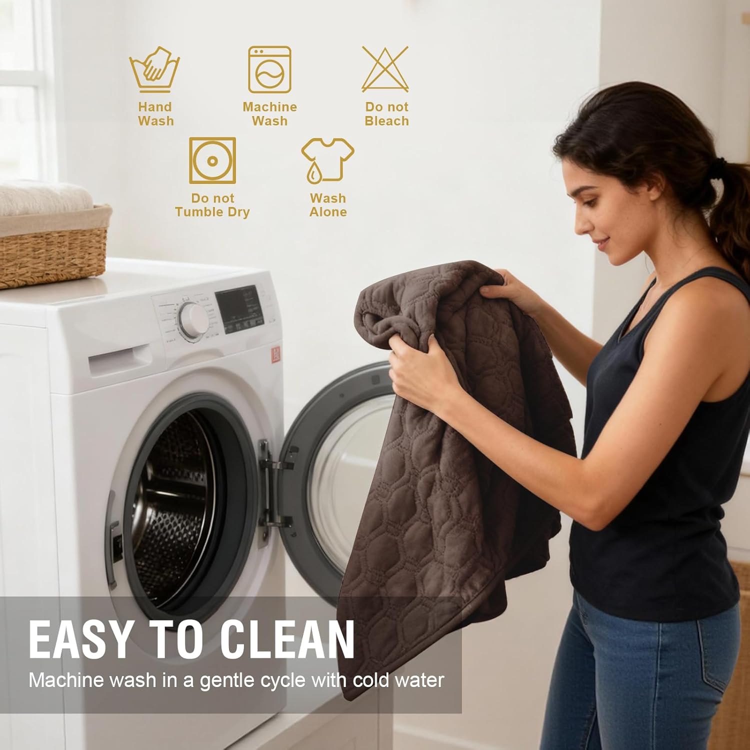 H.VERSAILTEX 100% Waterproof Recliner Chair Covers, Recliner Covers Non-Slip Stay in Place, Thick Cover for Recliner Chair with Pocket, Dog Couch Cover Protector Washable(Brown, 23")