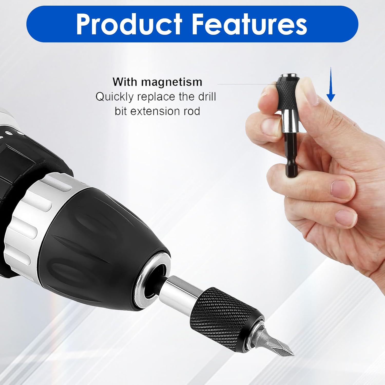 6 Pcs 1/4" 60mm Magnetic Bit Holder Powerful Magnet Bit Holder Compatible with Cordless Drills and Screwdrivers, Power Tools