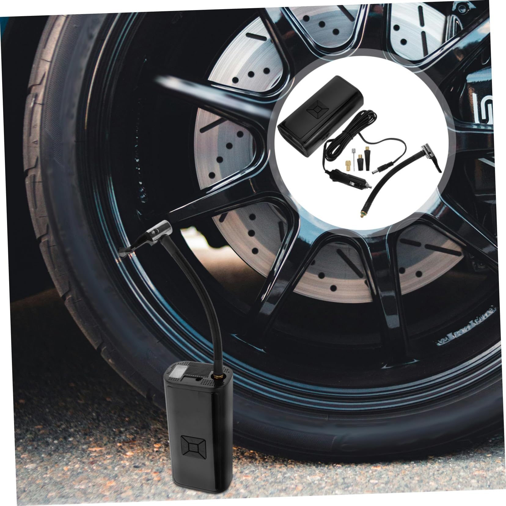 TOPBATHY Pompa Aria Portatile per Bicicletta e Auto Display Digitale 3-150psi 16l/min per Gonfiaggio Rapido Pneumatici Bici Elettriche e Auto