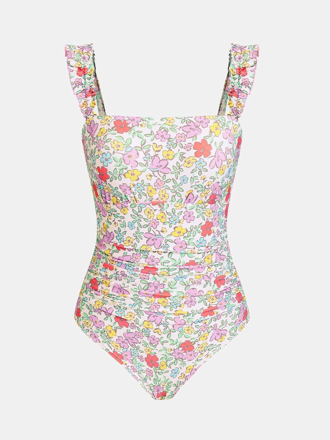 CUPSHE Women's One Piece Swimsuit Bandeau Neck Ruffle Sleeves Bathing Suit Adjustable Straps Hook Ruched Swimwear - Image 5