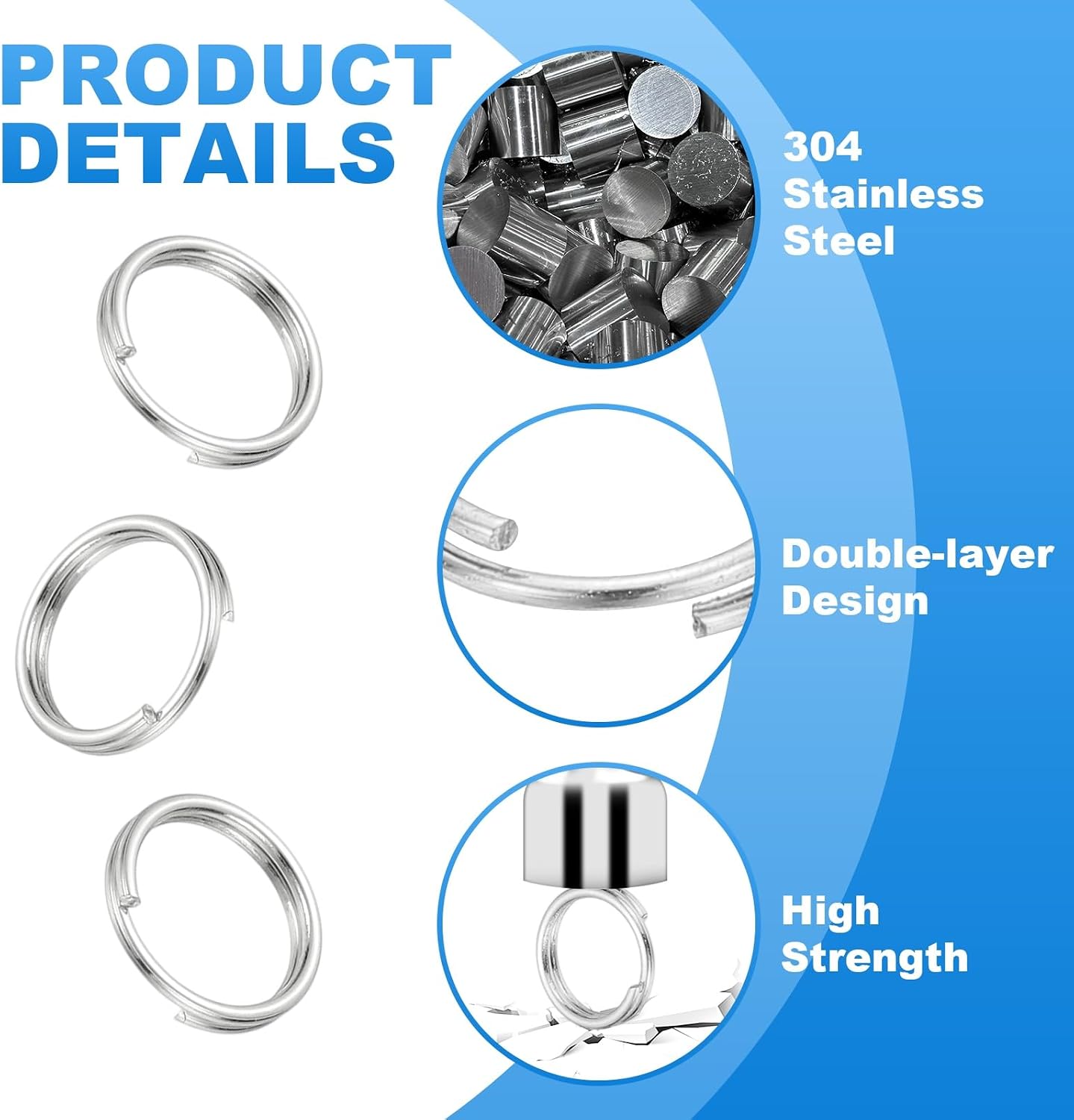 PATIKIL Round Split Ring, 20 Pcs 12mm Small Split Rings with Double Loops Metal Small Key Circle for Key Chains Jewelry Making DIY Crafts Ornaments Accessories Pendants, Silver image 3