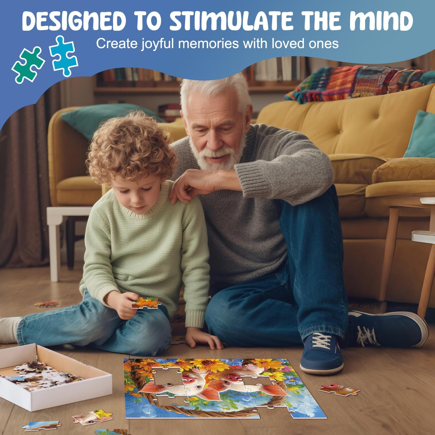 6 Pack 36 Large Piece Puzzles for Dementia Seniors and Elderly Adults, Dementia Activities for Seniors and Alzheimers Activities, Gift for Patients in Nursing Home with 6 Bags (Rural Charm)