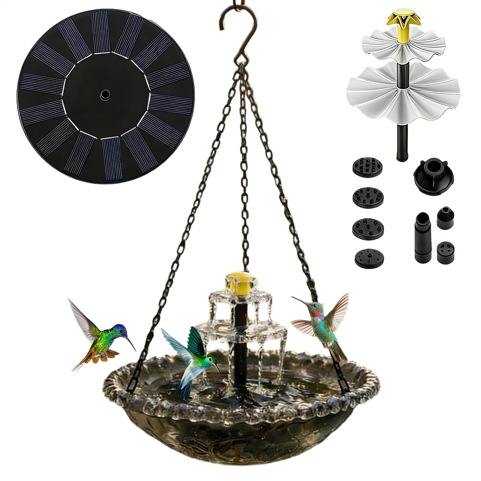 Dekorative Solar Vogeltränke Mit Sprinkler – Integrierte Pumpe Und Springbrunnen, Ideal Für Garten, Terrasse Teich, Lockt Vögel Wie Und Finken