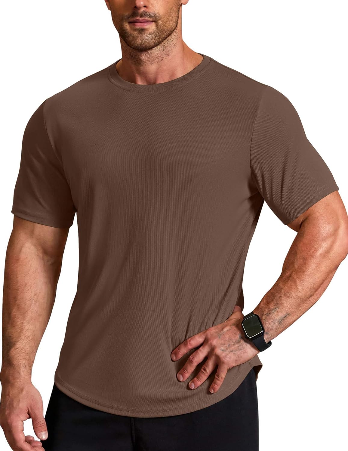 COOFANDY Mens Muscle Shirt Short Sleeve Slim Fit T-Shirts Texture Crewneck Tees Longline Gym Workout Athletic Shirt