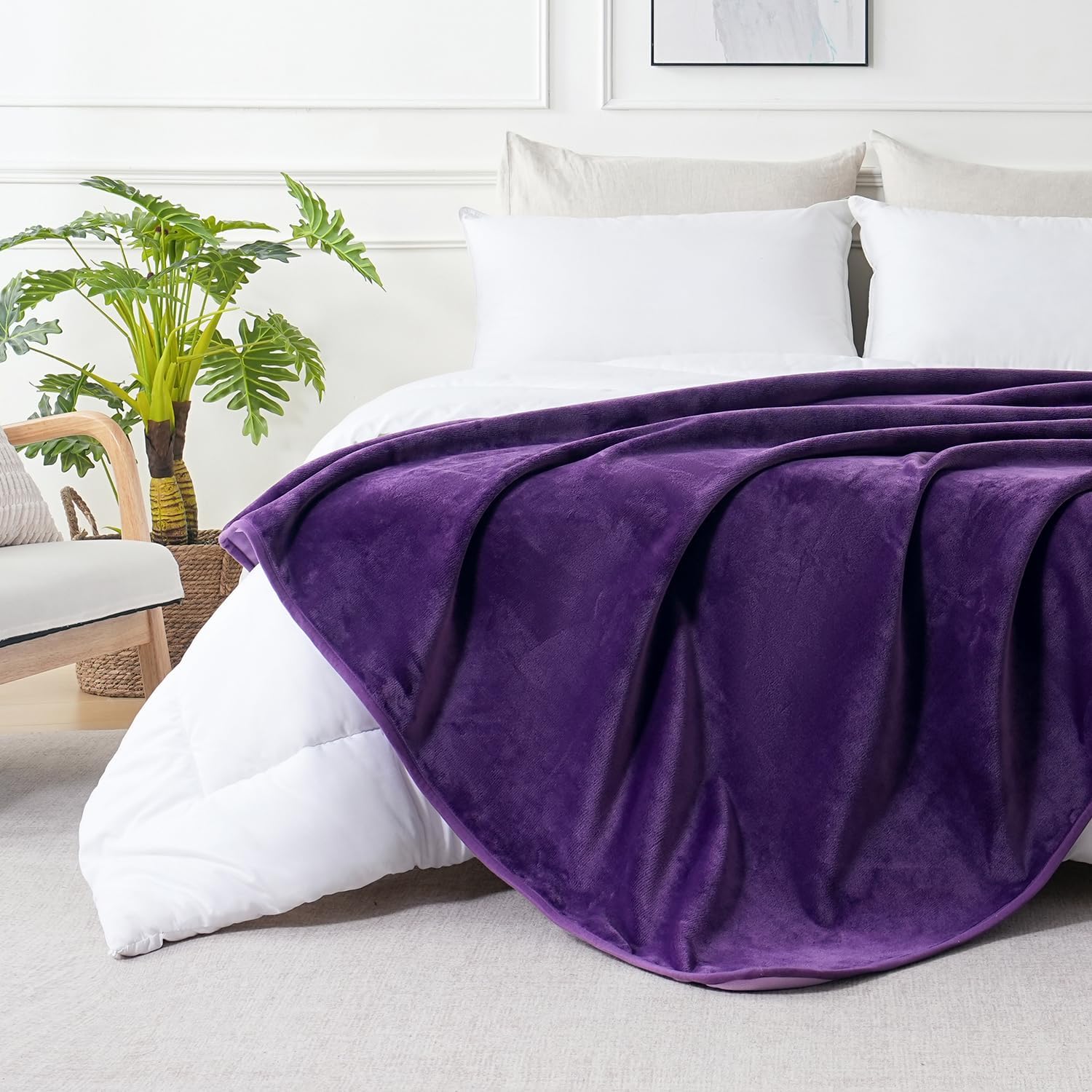 SOCHOW Waterproof Blanket for Bed Sofa Couch, Water Resistant Blanket Washable 60"x80", Reversible Leakproof Bed Cover for Adults Elderly Pets, Deep Purple & Light Purple - Image 6