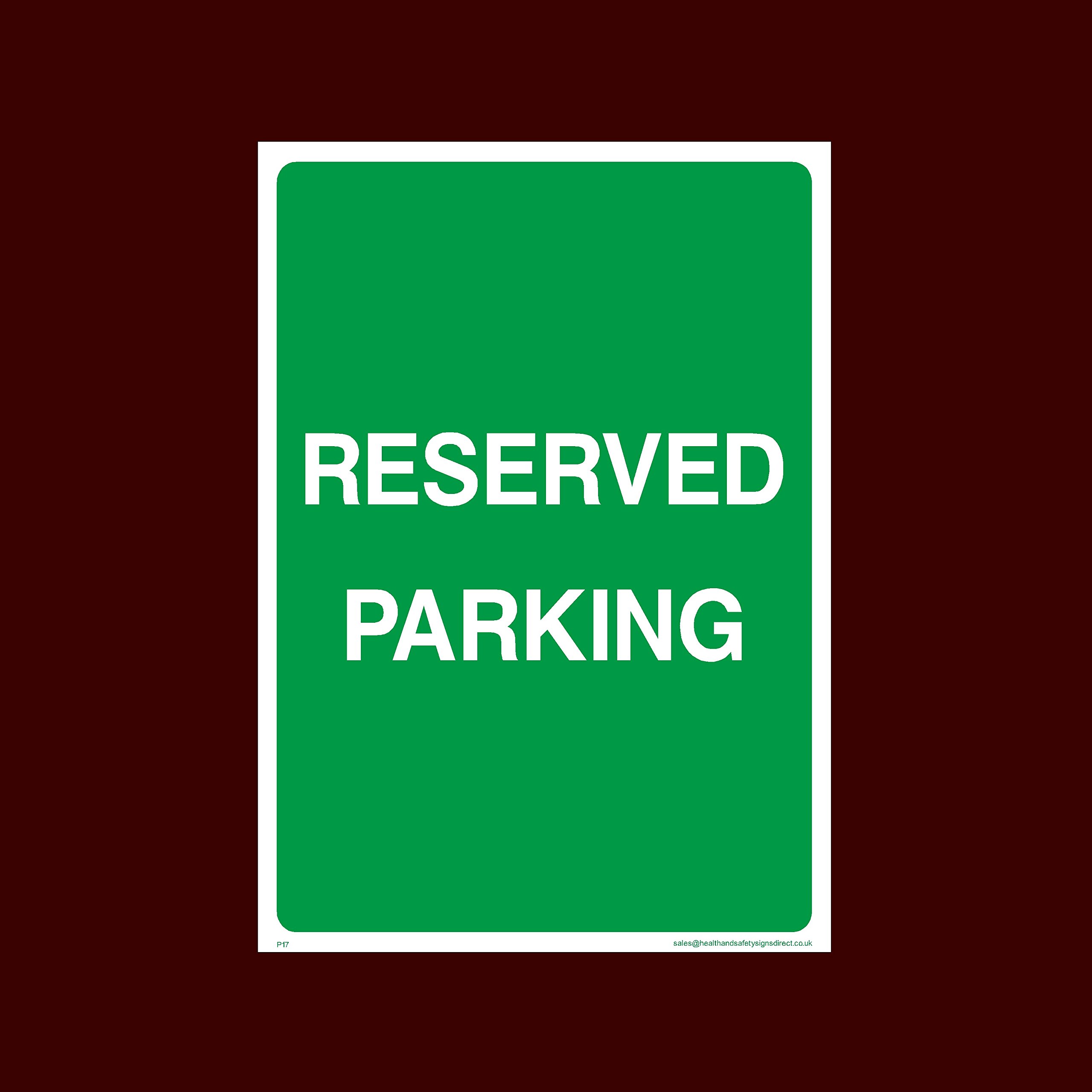 Ussp&S Green Reserved Parking Plastic Sign (P17) - No Parking, Private Property, Visitor, Customer, Car Park, Reserved