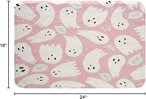 Miniatura 7 de Feelyou Tapetes de baño de Halloween de 20 x 32 pulgadas, diseño de fantasmas de dibujos animados para niños y niñas, lindas alfombras de baño