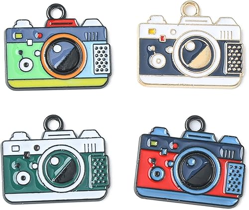 Miniatura 7 de DanLingJewelry 20 dijes para cámara digital de 4 estilos, esmaltados, elegantes dijes colgantes para cámara para accesorios de fabricación de joyas