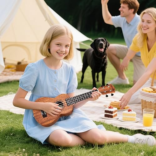 Miniatura 88 de AODSK Ukelele soprano para principiantes, kit de ukelele de 21 pulgadas con bolsa de concierto, correa, sintonizador de cuerda de nailon, 4 púas