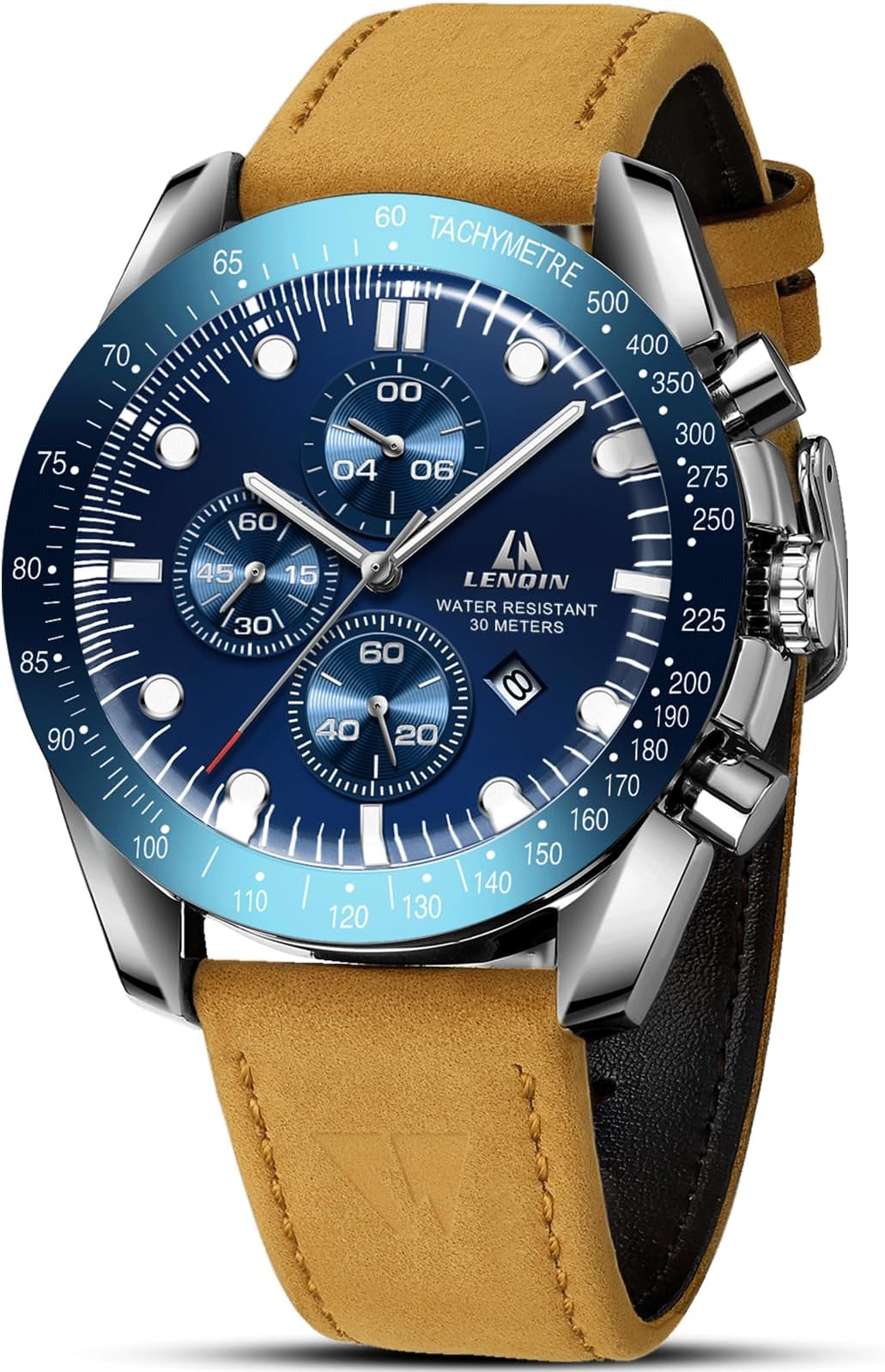 Mens Watches Analog Quartz Watches for Men 30M Waterproof Men's Wrist Watch with Date Leather Band No Chronograph