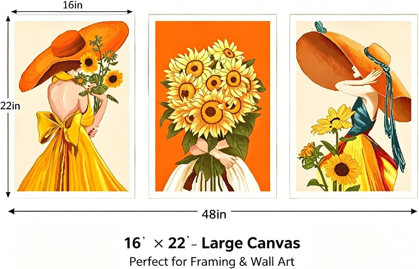 ZGEZGE 3-piece Sunflower Cross Stitch Kit. Suitable for Beginners and Adults. 16x22 inch Large Cross Stitch kit. Includes Scissors, Needles, Thimble, etc. DIY Floral wall Decoration.
