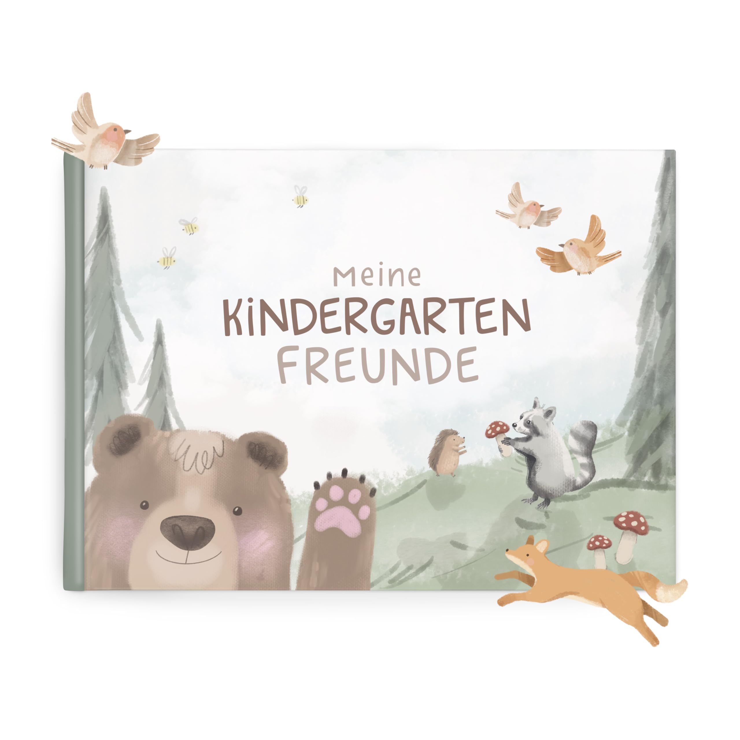 mintkind® Freundebuch Kindergarten – Freundschaftsbuch Waldtiere mit 80 Seiten zum Ausfüllen – Für Jungen und Mädchen – Meine Kindergartenfreunde Buch