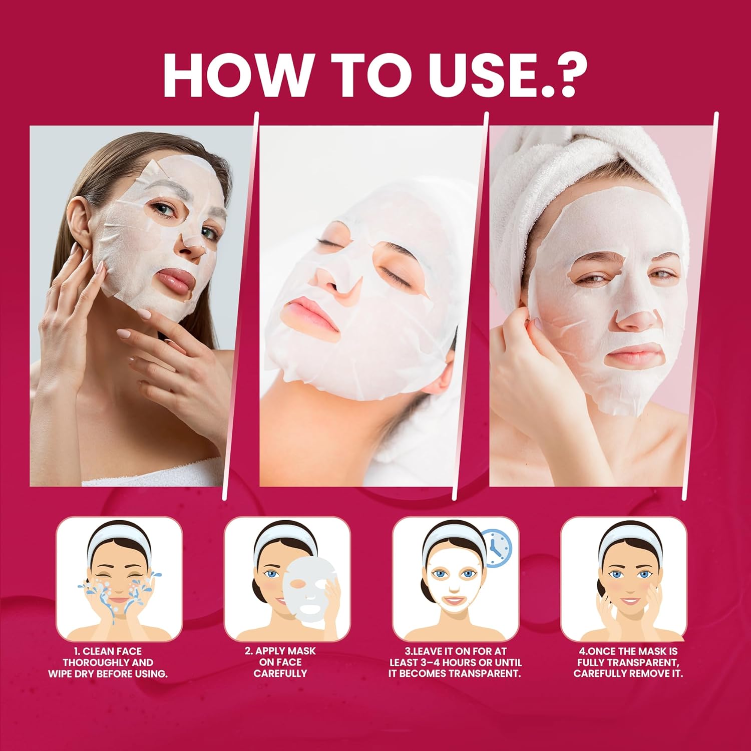 Bio Collagen Face Mask - Real Masks Deep Hydration, Reduce Wrinkles, Night Treatment Pore Minimizing Moisturizing Korean Skincare,34g x4ea - Image 5