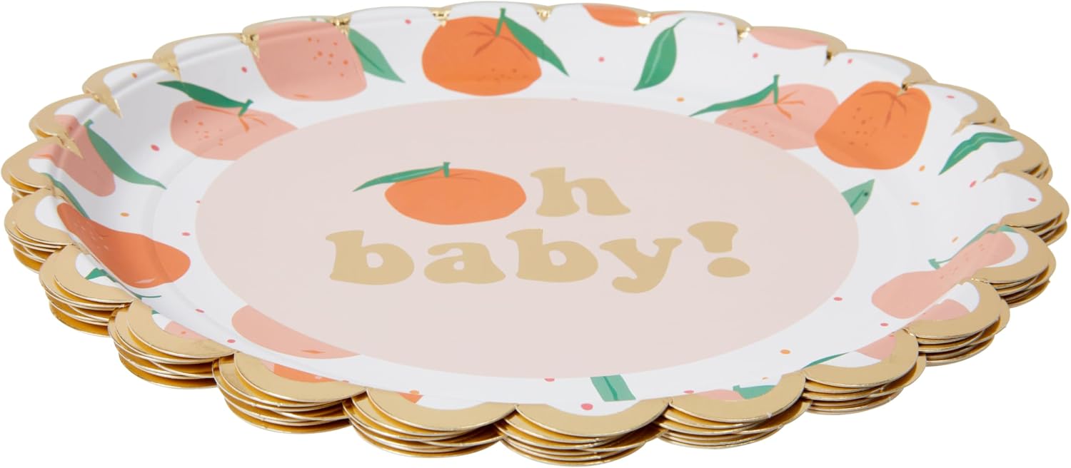 C.R. Gibson TW15-25640 Little Cutie Die Cut Disposable Paper Appetizer Plates, 9" Diameter, Multicolor, 8 Pieces