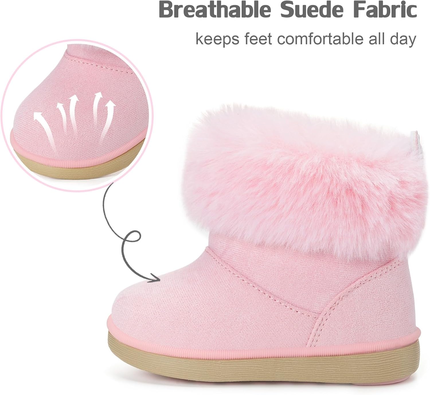 KVbabby Girls Winter Boots Toddler Snow Boots Kids Warm Shoes Fur Lined Fashion Ankle booties Non-Slip - Image 2