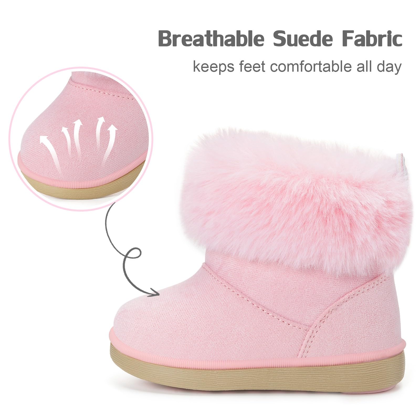 KVbabby Botas de Nieve Niña Invierno Botines Cómodos Calzado Bebe Boots Zapatos de Nieve Forradas Calientes Antideslizante