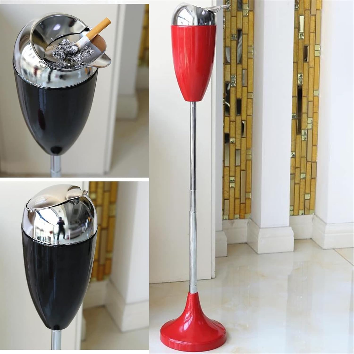 Standing Ashtray Outdoor for Patio with Desktop Ashtray, Large & Tall