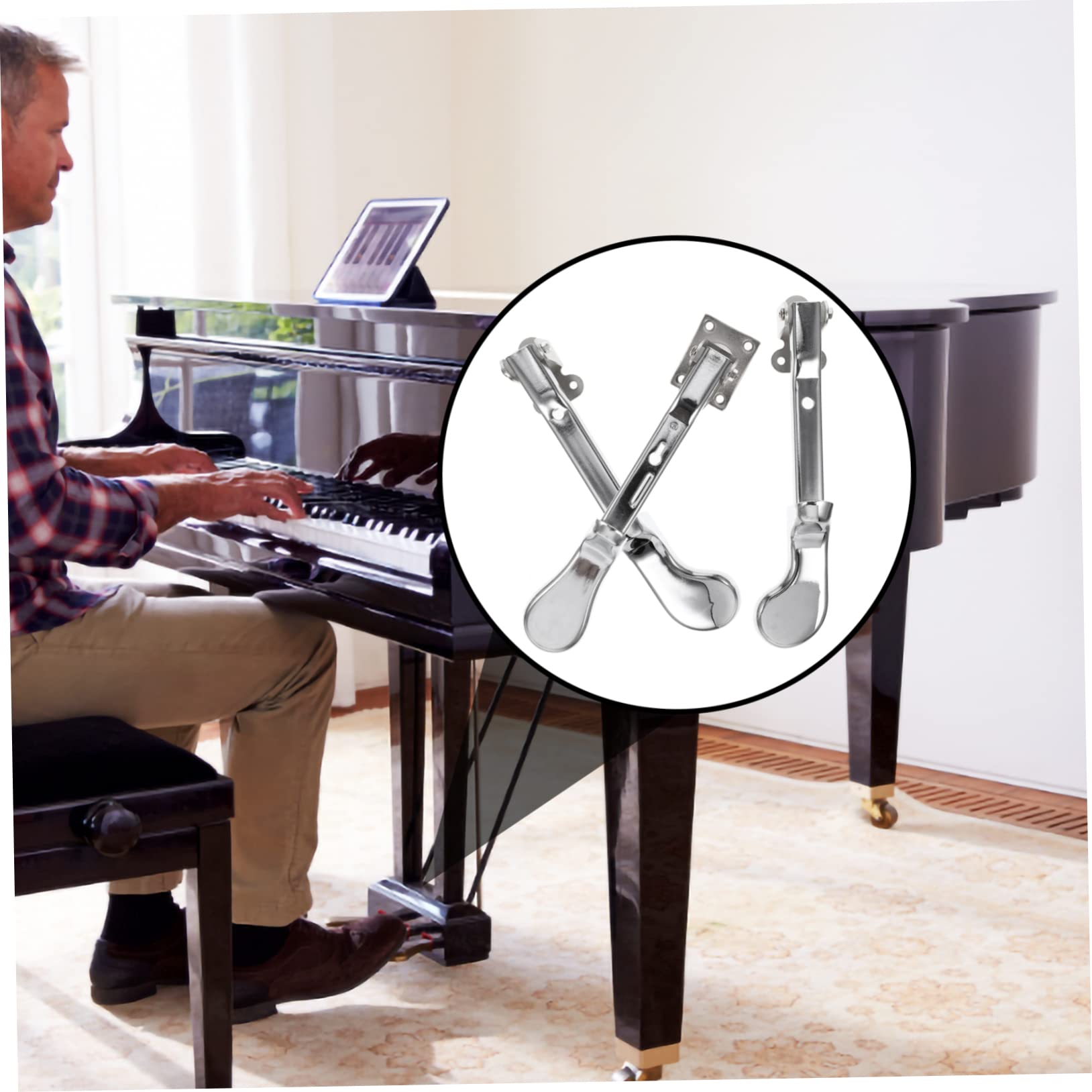 Yardwe Pedali per Pianoforte Verticale in Lega Argento 3 Pezzi Leggeri e Resistenti, Accessori per Pianoforti in Negozi di Musica e Palchi