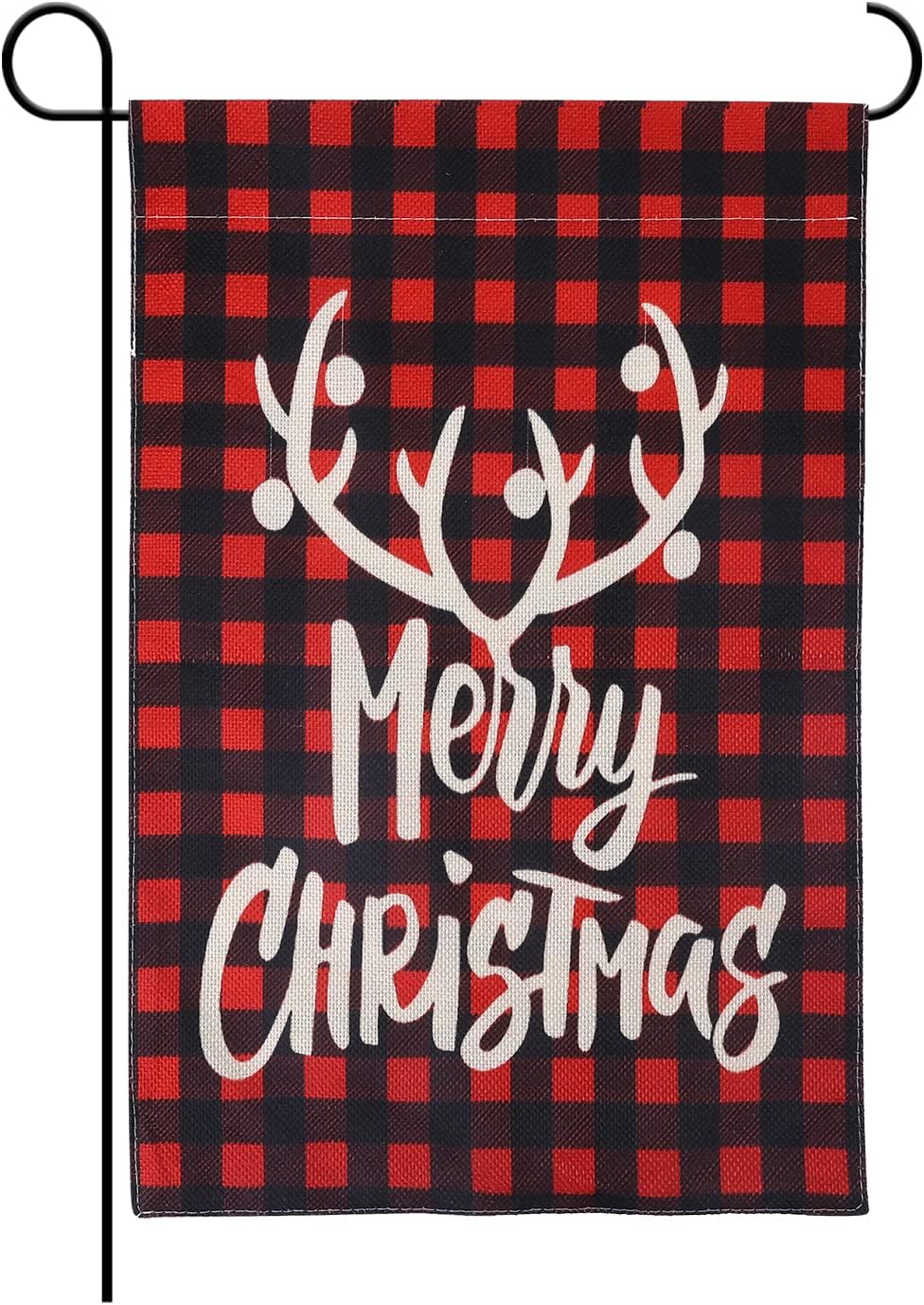 Merry Christmas Garden Flag, 12x18inch Burlap Christmas Garden Flag Vertical Double Sided Winter Garden Flag for Winter Holiday Christmas Yard Outdoor Decoration