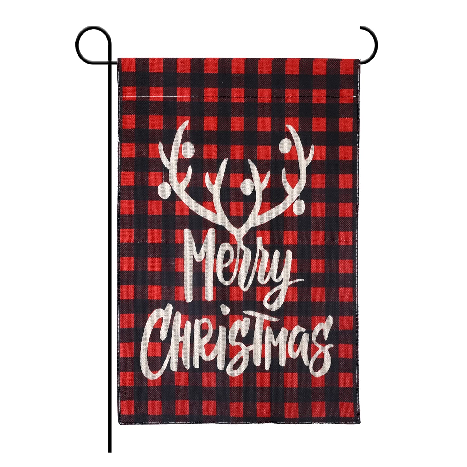 Merry Christmas Garden Flag, 12x18inch Burlap Christmas Garden Flag Vertical Double Sided Winter Garden Flag for Winter Holiday Christmas Yard Outdoor Decoration