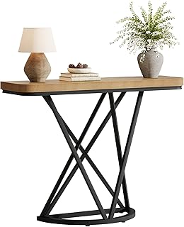 Tribesigns コンソールテーブル ソファー裏 玄関テーブル サイドテーブル 飾り棚 木製天板 約W105×D30×H80cm スリム 省スペース おしゃれ スタンド