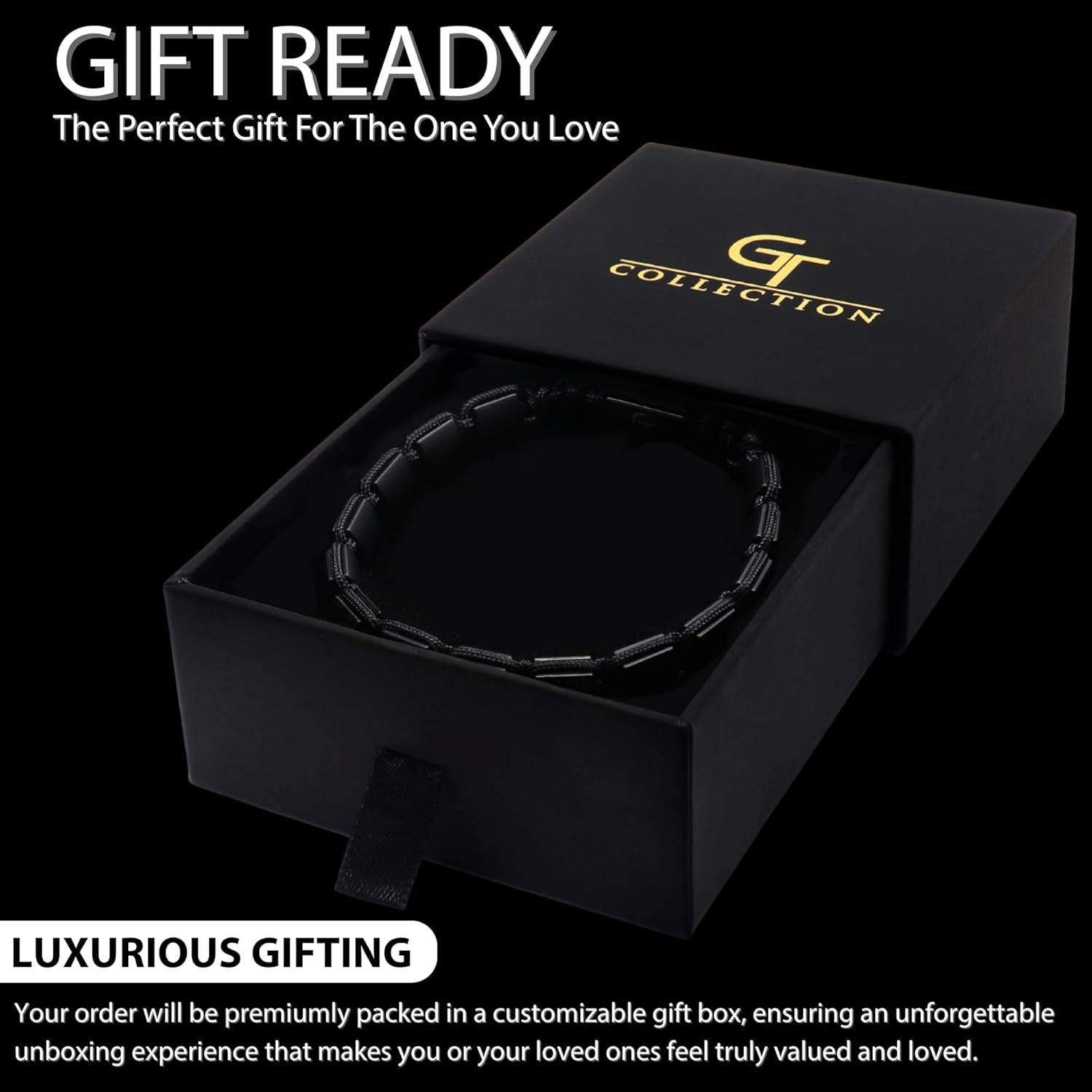 GT collection Flat Bead Bracelet, Gemstone Adjustable Bracelets for Men