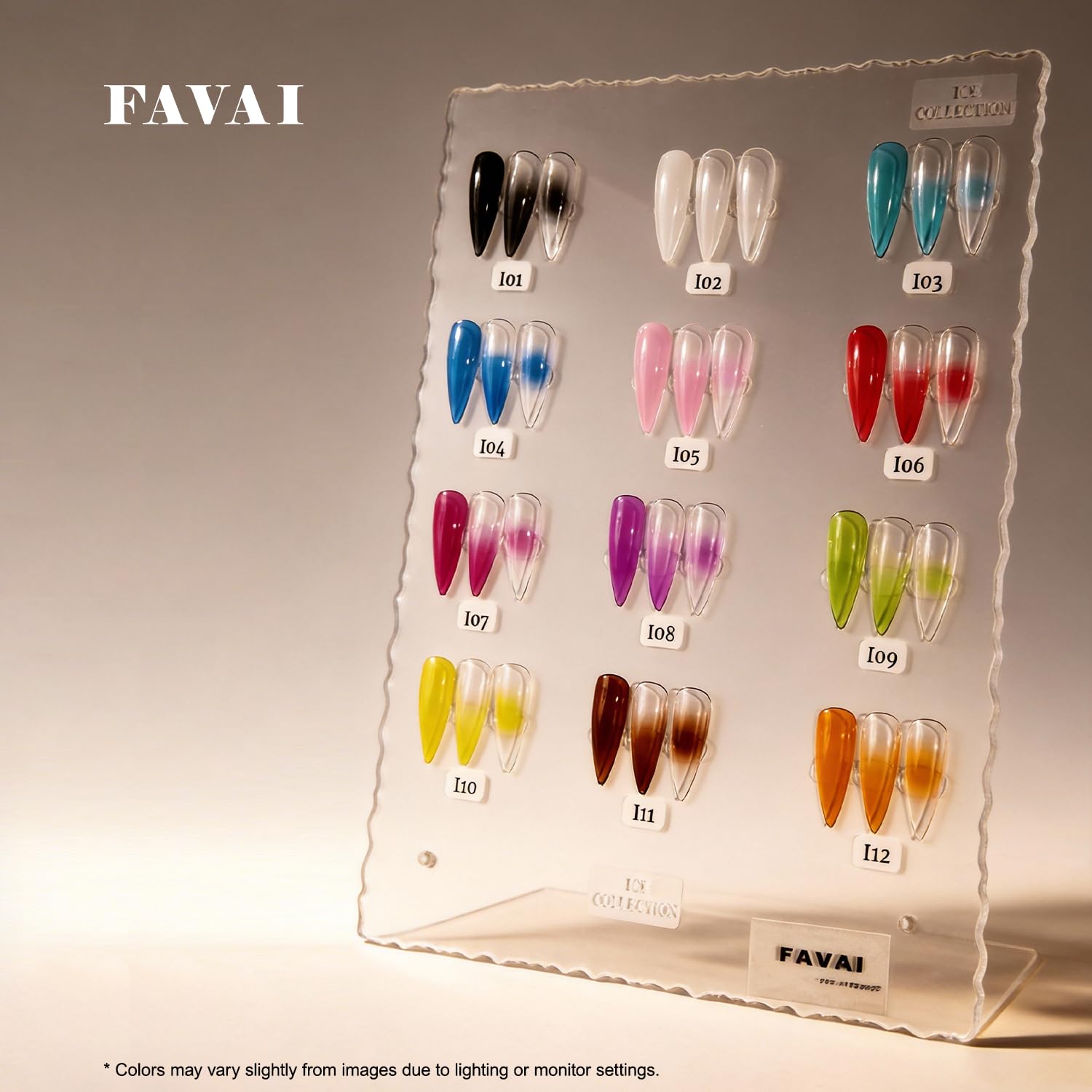 FAVAI Airbrush Gel Ice Collection – 12 colori smalto semi-permanente gelatina semi-trasparente effetto ghiaccio, gel UV senza TPO per baby boomer, francese ombreggiato & nail art professionale, 12 x
