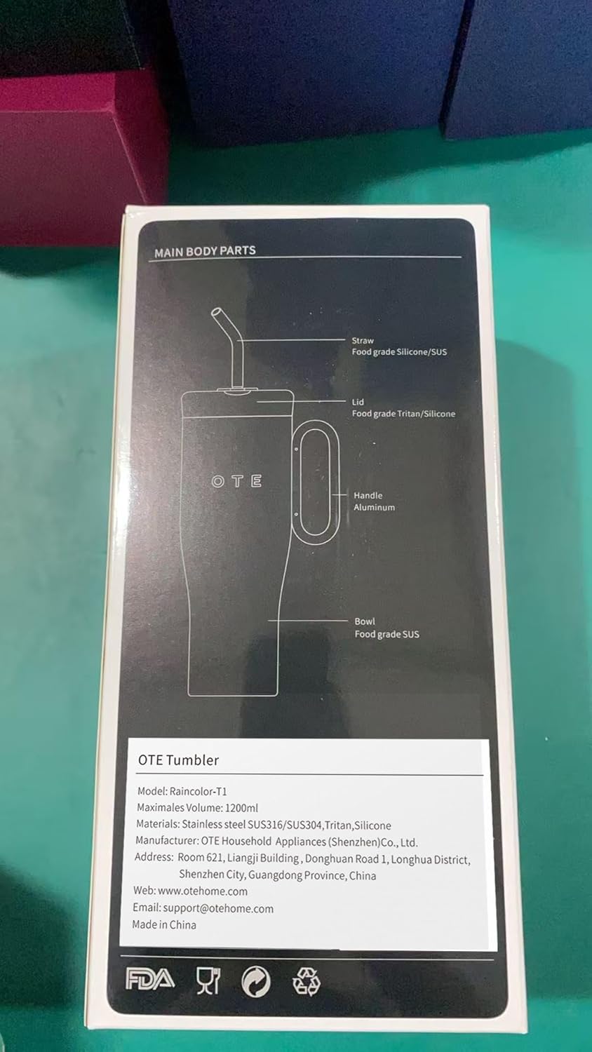 OTE 40 oz Tumbler with Handle and Straw Lid, Reusable Water Bottle, Double Wall Vacuum Stainless Steel Insulated Tumbler for Hot/Cold Beverages(Black) - Image 2