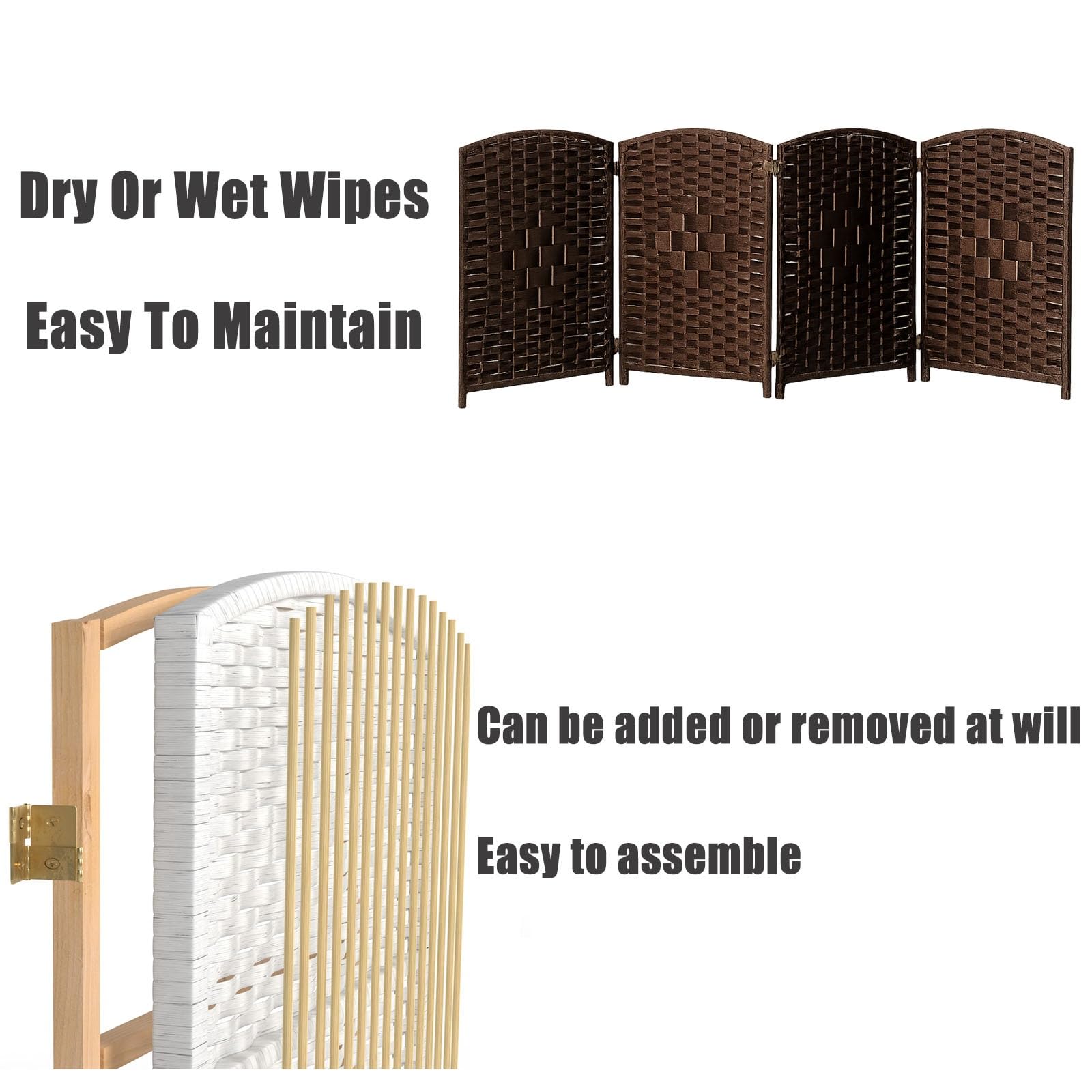 raumteiler Paravent Höhe 50 60 80 100 120 cm, Rautengeflecht-Ankleidetrennwand, weißes Holz, Dunkelbraun, Raumtrenner zur Raumaufteilung(White,W 30 cm H 100 cm)