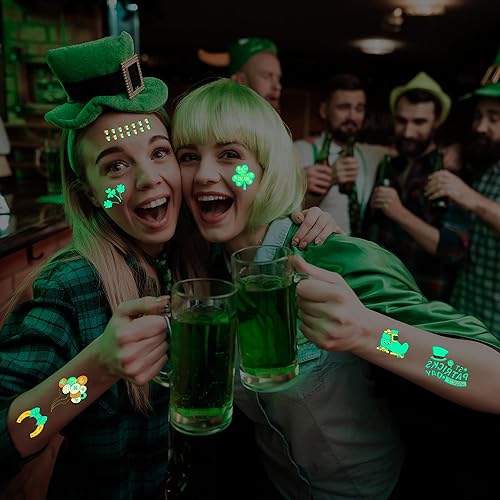 Miniatura 5 de Tatuajes temporales del día de San Patricio para niños, tatuajes temporales de trébol para adultos, accesorios irlandeses de fiesta, tatuaje de